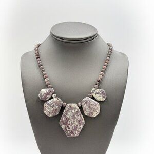 Jay King Tawny Port Stone Sterling Silver Necklace Brecciated, 18"